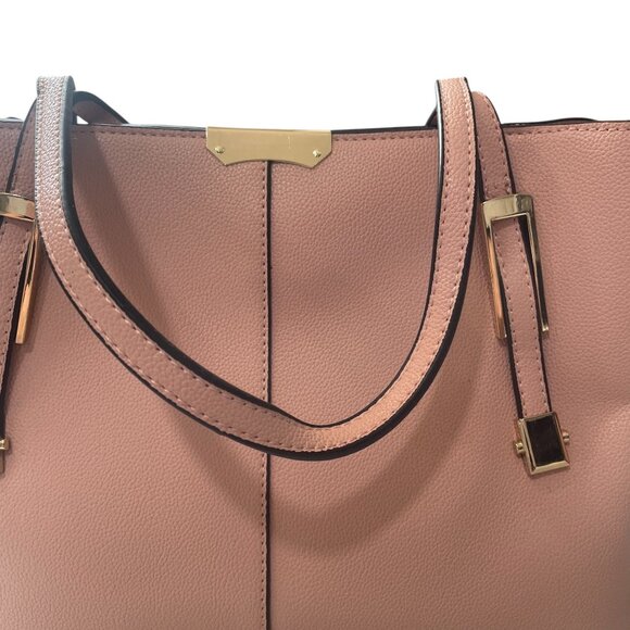 Charming Charlie Pink Structured Tote Bag Gold-tone Hardware Satchel Purse Work - Picture 7 of 9